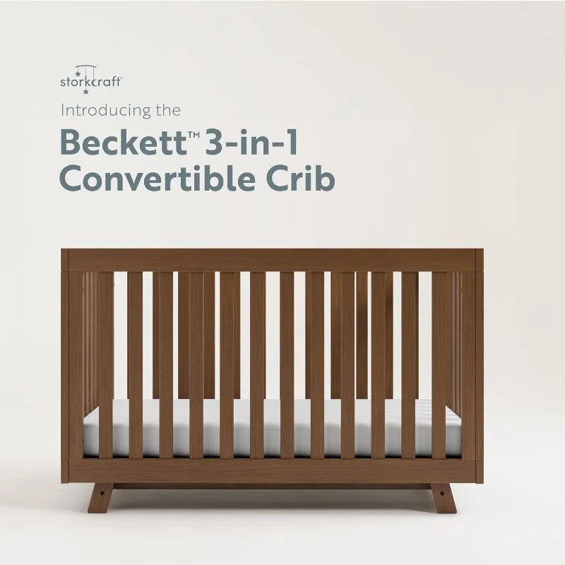 Beckett 3-in-1 Convertible Crib – GREENGUARD Gold Certified, Converts from Crib to Toddler Bed, Fits Standard Full-Size Mattress by OEING