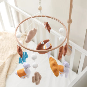 Soft Felt Teddy Bear Baby Crib Mobile - Pink Velvet Animal Hanging Toy for Infants (0-12 Months)