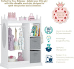 Kids Play Armoire with Mirror, Storage Bins, and Closet for Dress Up and Costumes (White) by XMSJ