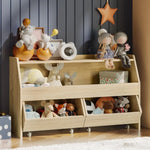 Practical Toy Cabinet with Drawers and Wheels