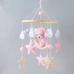 Soft Felt Teddy Bear Baby Crib Mobile - Pink Velvet Animal Hanging Toy for Infants (0-12 Months)