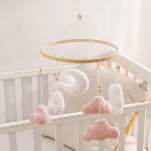 Soft Felt Teddy Bear Baby Crib Mobile - Pink Velvet Animal Hanging Toy for Infants (0-12 Months)