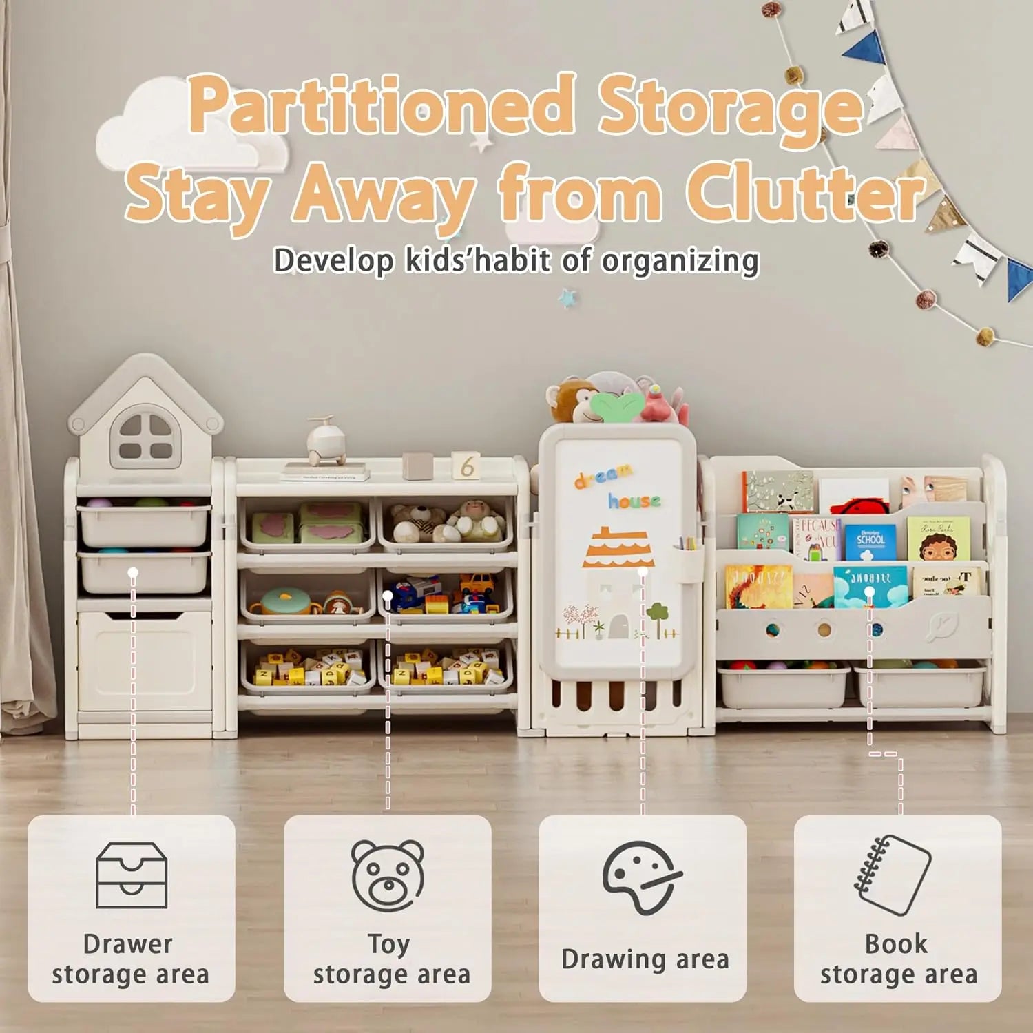 XMSJ Toy Storage Organizer with 10 Removable Bins