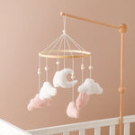 Soft Felt Teddy Bear Baby Crib Mobile - Pink Velvet Animal Hanging Toy for Infants (0-12 Months)