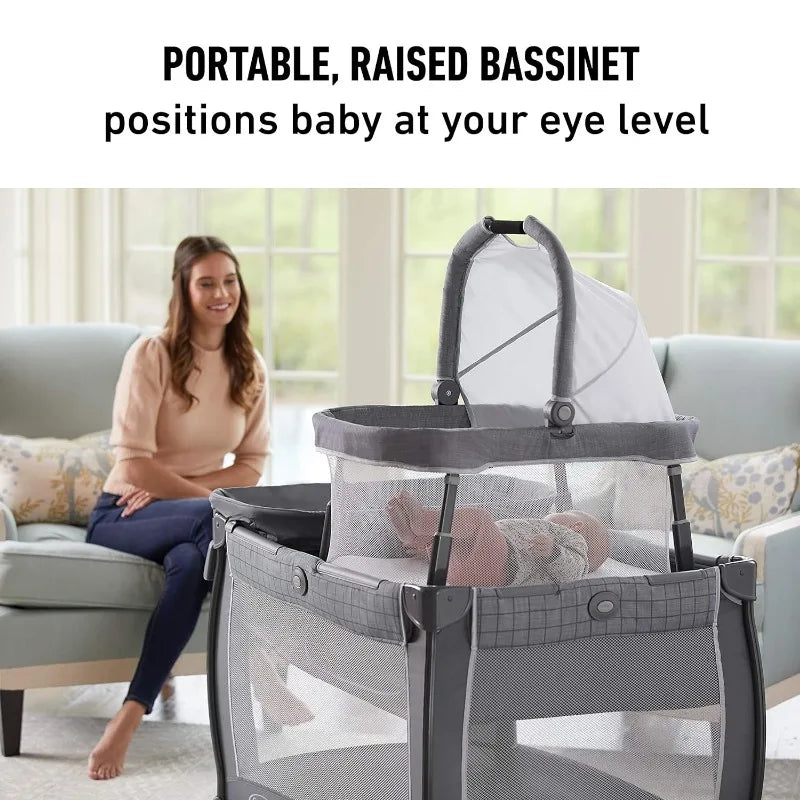 7-in-1 Multifunctional Baby Care Center – Portable Playpen, Changing Table, Bassinet, and More