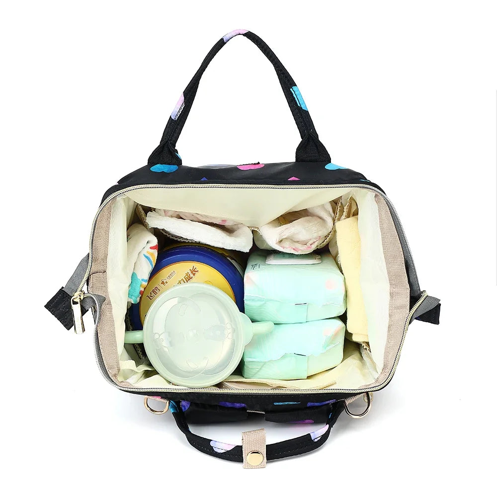 Floral Chic: Diaper Backpack with Stroller Straps