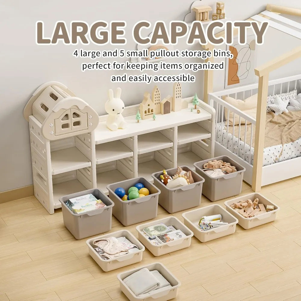 UNICOO Kids House Storage Organizer with 3-Tier Shelves