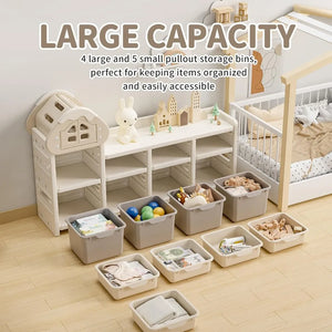 UNICOO Kids House Storage Organizer with 3-Tier Shelves