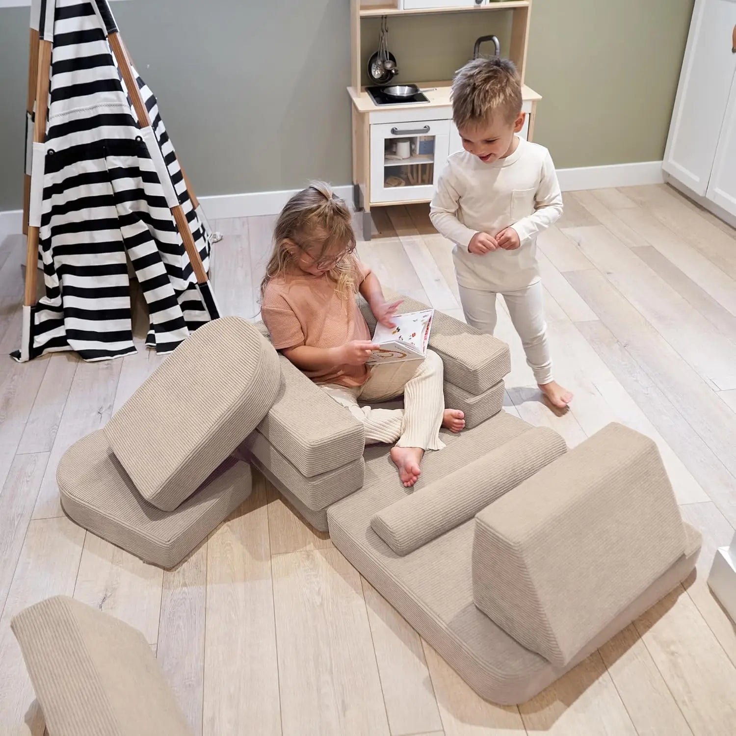 ZICOTO Modular Kids Couch 2-in-1: Cozy Sofa & Creative Play Area for Toddlers