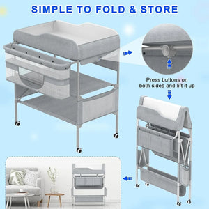 XMSJ Adjustable Height Changing Table with Multi-Component Storage