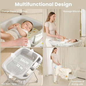 Ubravoo Multifunctional Portable Diaper Changing Table with Wheels – Adjustable Height Baby Care Station