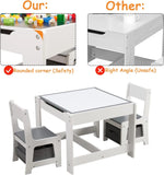 XMSJ Table and Chair Set — 3 in 1 Wooden Activity Table with Storage