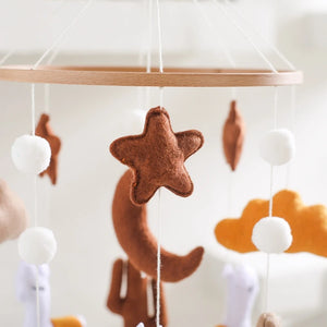 Soft Felt Teddy Bear Baby Crib Mobile - Pink Velvet Animal Hanging Toy for Infants (0-12 Months)