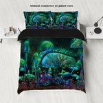 Fantasy Mushroom Print Duvet Cover Set - 3 Pieces Bedding Set