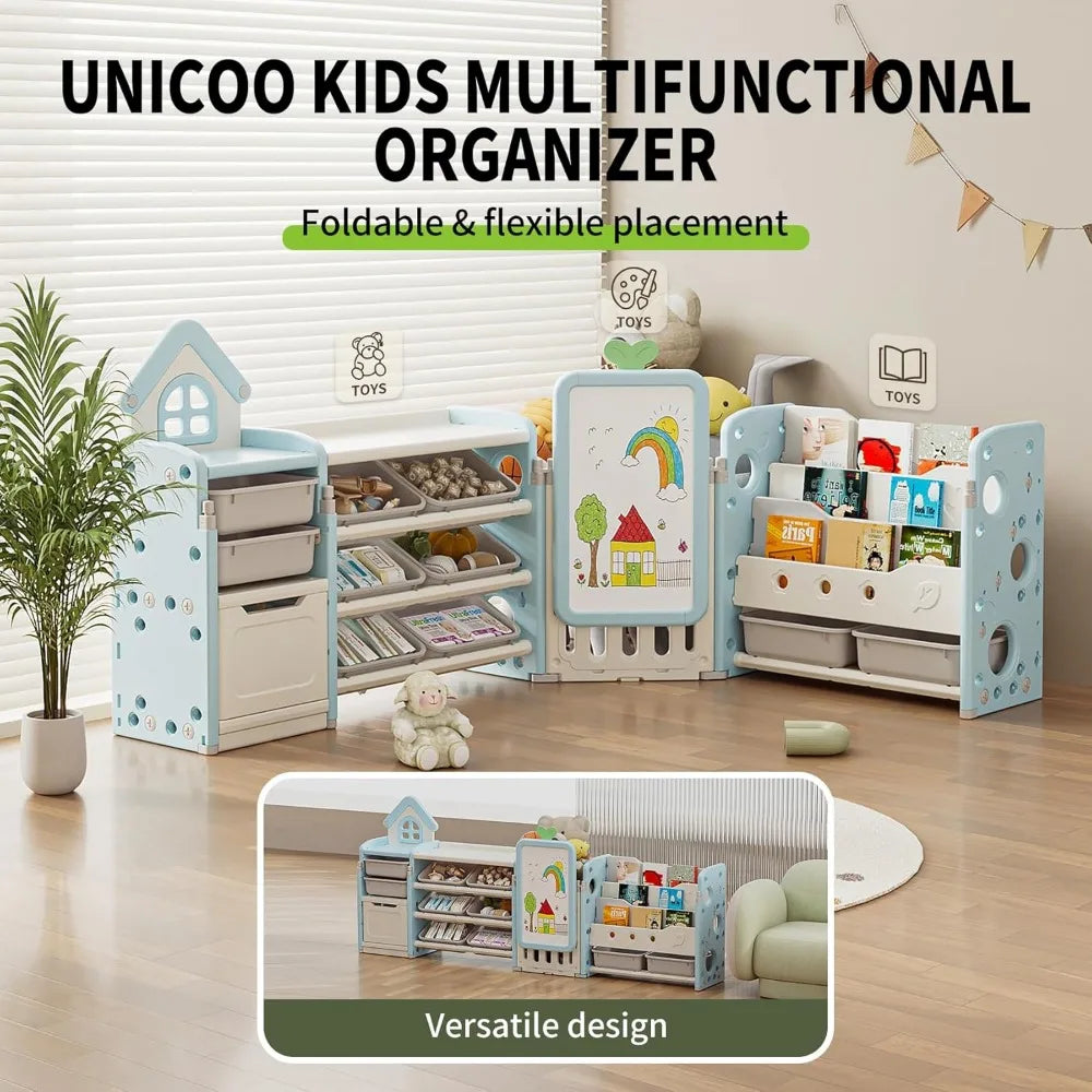 UNICOO Multifunctional Toy Storage Organizer with 3-Tier Shelves