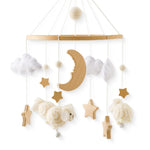 Wooden Rattle Toys for Baby – Musical Animal Crib Mobile with Soft Felt Hot Balloon Bed Bell, Newborn Hanging Toy with Crib Bracket – Perfect Baby Gift