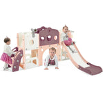 Merax 7-in-1 Toddler Slide Playset with Basketball Hoop and Telescope