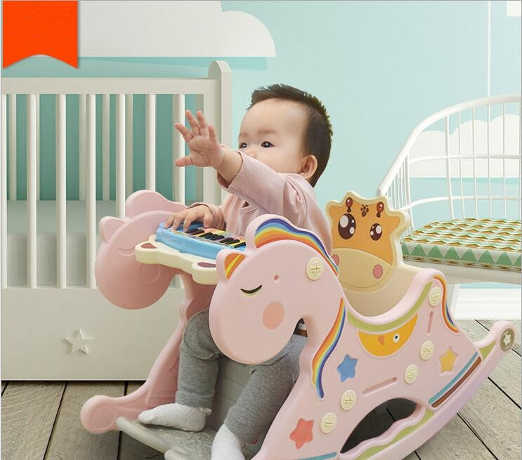 Baby Rocking Chair Light Green Plastic Cartoon Design