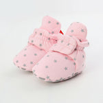 Knitted Cotton Baby Booties 0–1 Year Pink Stars 