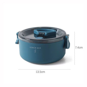 Portable Round Insulated Lunch Box 800ml Blue