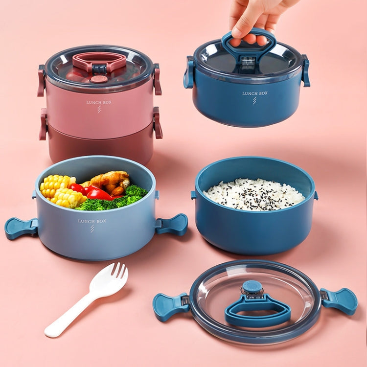 Portable Round Insulated Lunch Box 800ml Blue