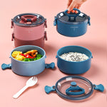 Portable Round Insulated Lunch Box 800ml Blue