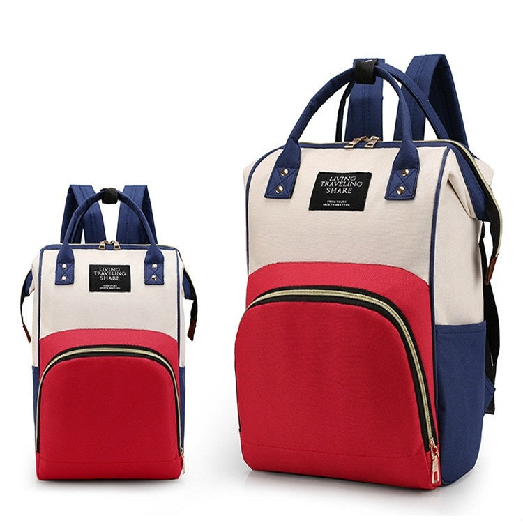 Diaper Backpack Red Beige Blue Mummy