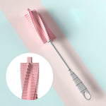 Pink Silicone Baby Bottle Brush 360° Rotating