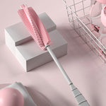 Pink Silicone Baby Bottle Brush 360° Rotating