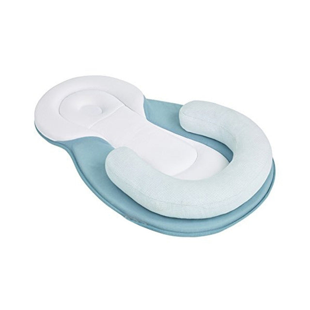 Baby Pillow for Newborns - Shaping, Anti-Roll Sleep Support for Safe and Comfortable Rest (Blue)