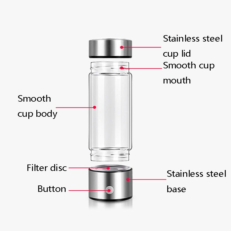 Portable Hydrogen Water Cup 420ml – Silver
