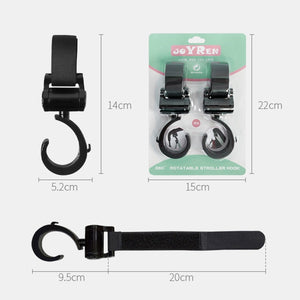  Stroller Hooks JOYREN Set – Non-Slip, 360° Rotation, Black 