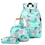 3-in-1 Green School Backpack for Girls