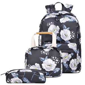3-in-1 Black School Backpack for Girls