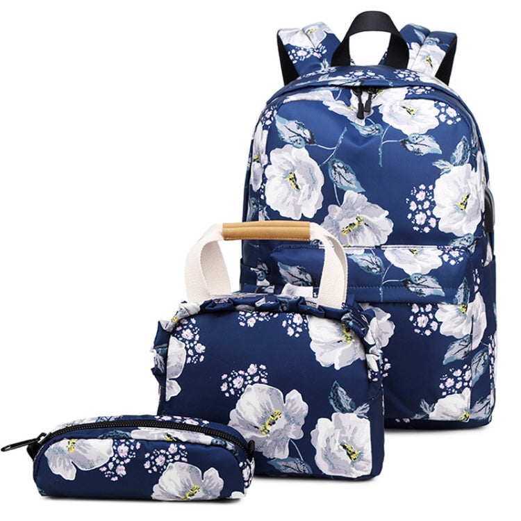 3-in-1 Dark Blue School Backpack for Girls