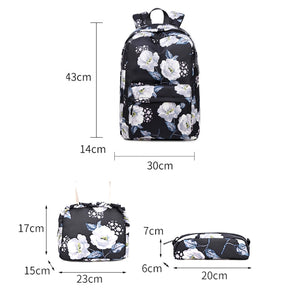 3-in-1 Black School Backpack for Girls