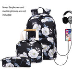 3-in-1 Black School Backpack for Girls