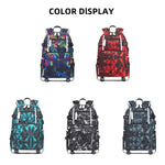 Waterproof School Backpack 6101-5 Geometric Blue