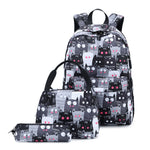 3-Piece School Backpack Set for Teens – USB, Black 