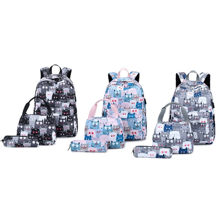 3-Piece School Backpack Set for Teens – USB, Black 