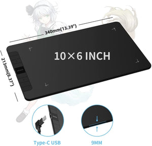VEIKK VK1060 Drawing Tablet – 8192 Pressure, Mobile Support