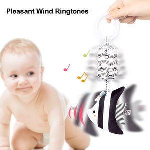 Black & White 4B Striped Fish Bed Bell Toy