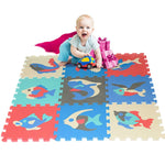 9pcs EVA Marine Foam Puzzle Mat 90x90cm -Blue and Red