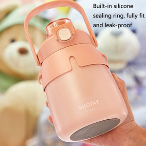 Kids Thermos Bottle 900ml – Leakproof, 316 Steel, Gray