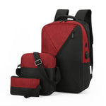 3 In 1 Computer Backpack with USB Port - Red 