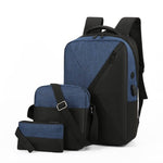 3 In 1 Computer Backpack with USB Port - Navy Blue