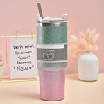 30oz Glitter Insulated Coffee Cup – Green Purple 