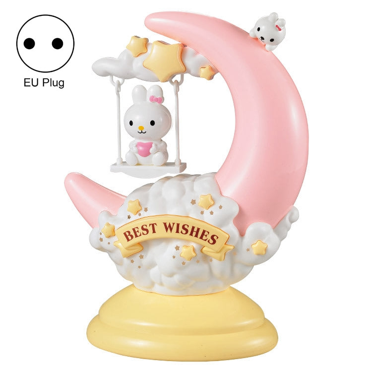 GOELONG Cartoon Moon Table Lamp Children Room Animal Night Light, EU Plug (Rabbit)