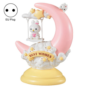 GOELONG Cartoon Moon Table Lamp Children Room Animal Night Light, EU Plug (Rabbit)