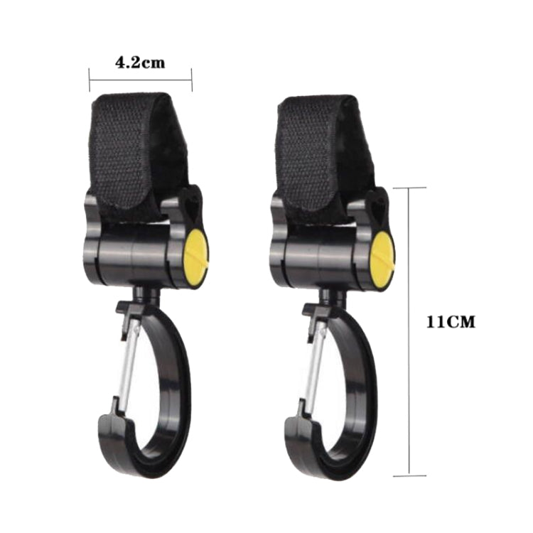 Stroller Hooks 2pcs – 360° Rotating, Strong Grip, Yellow 